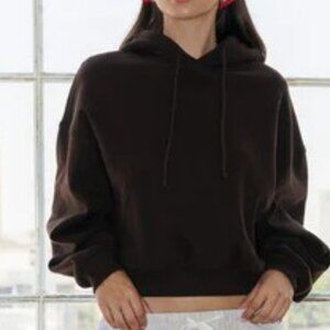 Cozy Chocolate Brown Hoodie Jacket, Cropped, Medium
